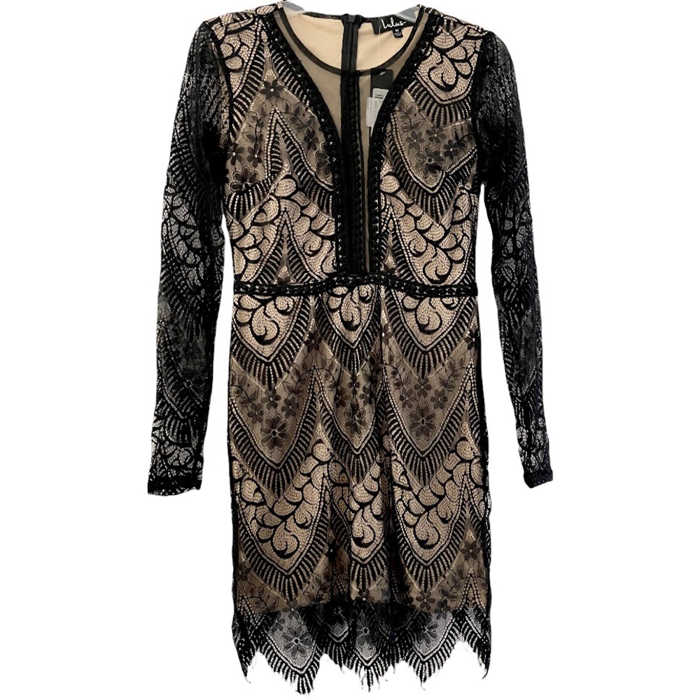 Lulus Long Sleeve Lace Fitted Dress